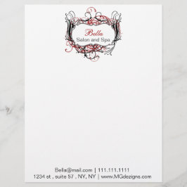 Papel timbrado vermelho, preto e branco Chic