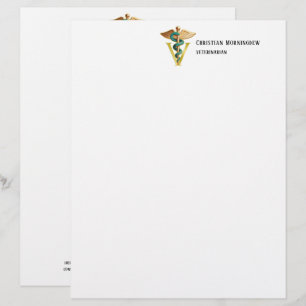 Papel Timbrado Veterinário V símbolo de Caduceu 1