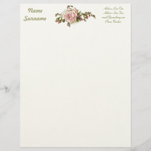Papel Timbrado Victorian elegante do vintage dos Rosebuds