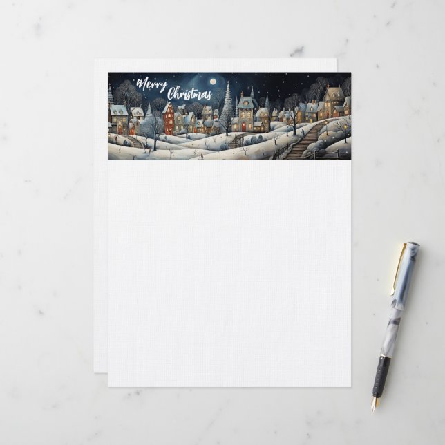 Papel Timbrado Vila de inverno de Natal (Frente/Verso In Situ)