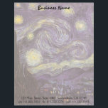 Papel Timbrado Vincent van Gogh - Noite Estrelada<br><div class="desc">Starry Night (1889), por Vincent van Gogh, é um apos impressionismo de pintura paisagística de arte. Uma vista de uma cidade num vale à noite com as nuvens a girar, as estrelas a brilhar e uma bela lua ouro amarela. Foi pintado durante o dia pela memória e é a pintura...</div>