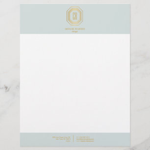 Papel Timbrado Vintage Art Deco Monograma Dourado/Mint