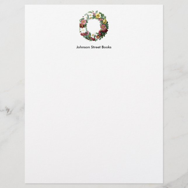 Papel Timbrado Vintage Botanical Page - Floral Wreath (Frente)