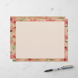 Papel Timbrado Vintage de Campo de Margarida Vermelha com Aquarel