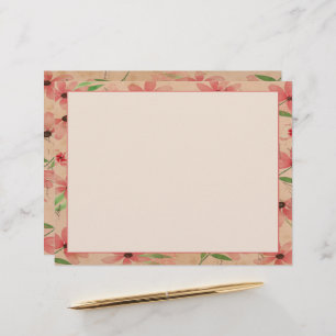 Papel Timbrado Vintage de Campo de Margarida Vermelha com Aquarel