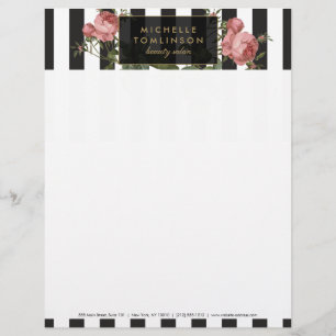 Papel Timbrado Vintage Floral Strike Salon Letterhead