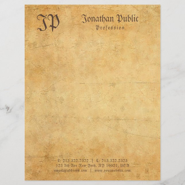 Papel Timbrado Vintage Old Style Paper Elegante Modelo Monograma (Frente)
