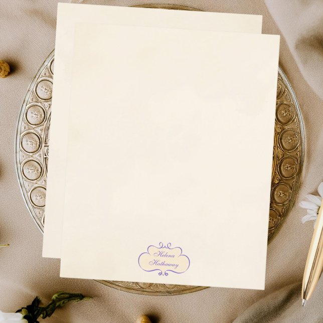 Papel Timbrado Vintage Romantic Name Shield Stationery Paper (Criador carregado)