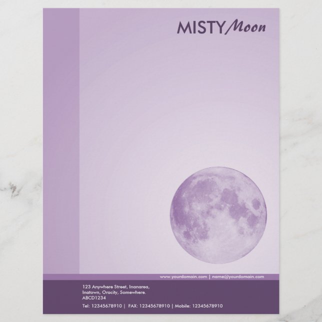 Papel Timbrado Violeta Lua Nebulosa (Frente)