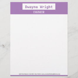 Papel Timbrado Violeta minimalista, roxa e branca