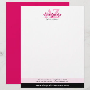 Papel Timbrado Viva Moderno Magenta Negrito Chique Elegante Rosa 