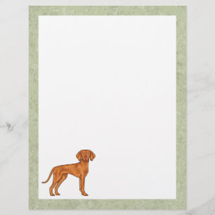 Papel Timbrado Vizsla Cachorro Cortante Húngaro Desenho Verde