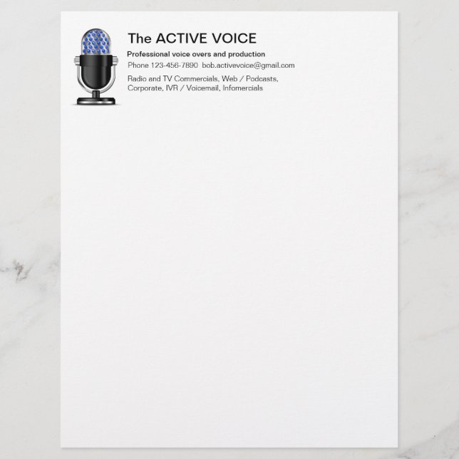 Papel Timbrado Voz Profissional Sobre Ator Business Letterhead (Frente)
