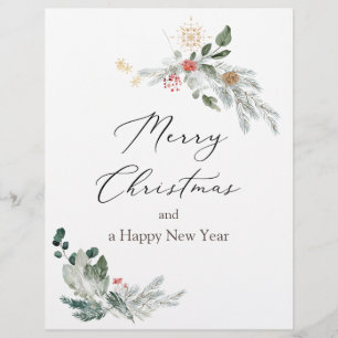 Papel Timbrado Watercolor Christmas Greenery Letterhead