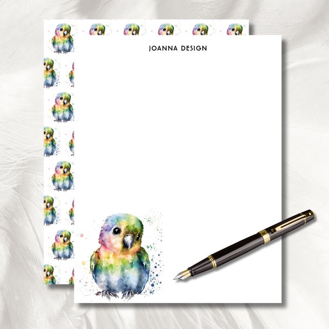 Papel Timbrado Watercolor Parrot Luxury Business Stationery  (Criador carregado)