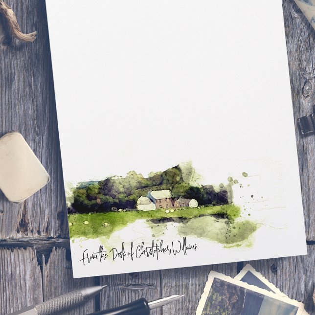 Papel Timbrado Watercolor Scottish Farmhouse Personalizado (Criador carregado)