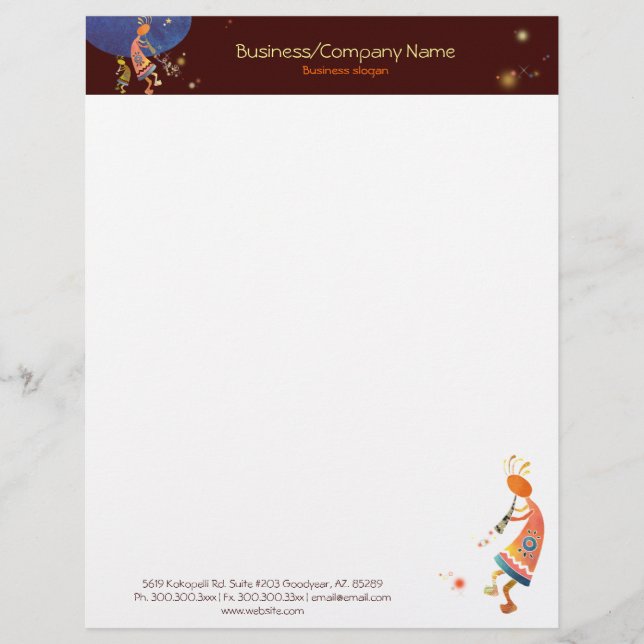 Papel Timbrado Whimsic Rustic Kokopelli Business (Frente)