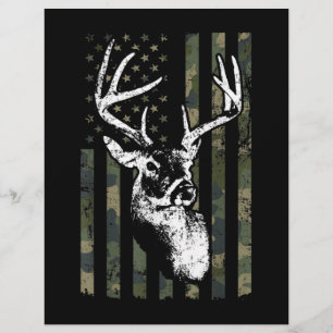 Papel Timbrado Whitetail Buck Deer Hunting EUA Camouflage Améric
