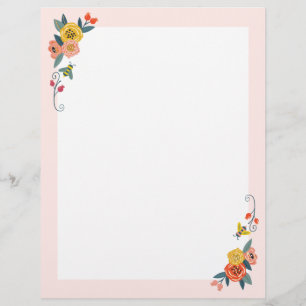 Papel Timbrado Wildflowers florais vibrantes & quadro da abelha