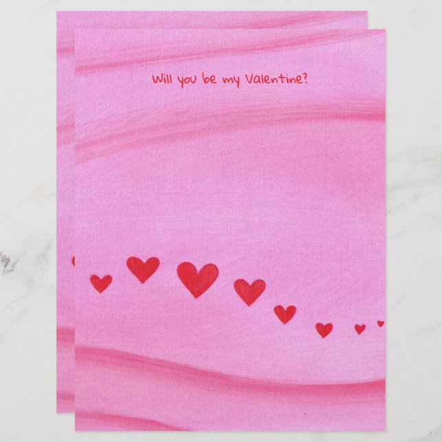 Papel Timbrado Will you be my Valentine, heart themed stationery (Frente/Verso)