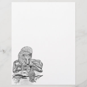 Papel Timbrado Wolf e Raven design preto e branco