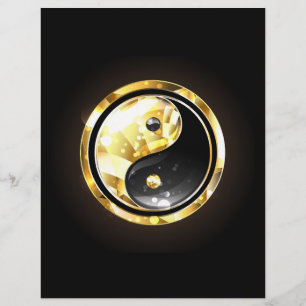 Papel Timbrado Yin Yang dourado em preto
