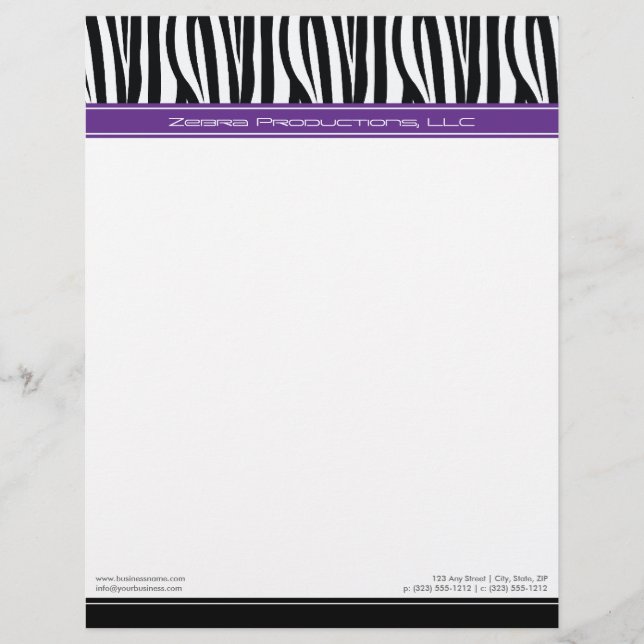 Papel Timbrado Zany Zebra - Ponta Personalizada (Frente)