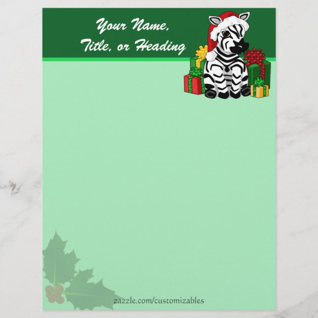 Papel Timbrado Zebra Letterhead Natal (Frente)