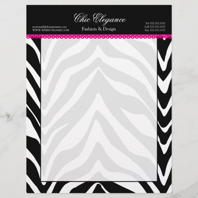 Papel Timbrado Zebra Print e Lace (Frente)