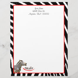 Papel Timbrado Zebra Sorri Black/White/Red Stripes