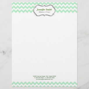 Papel Timbrado Ziguezague verde elegante simples de Chevron