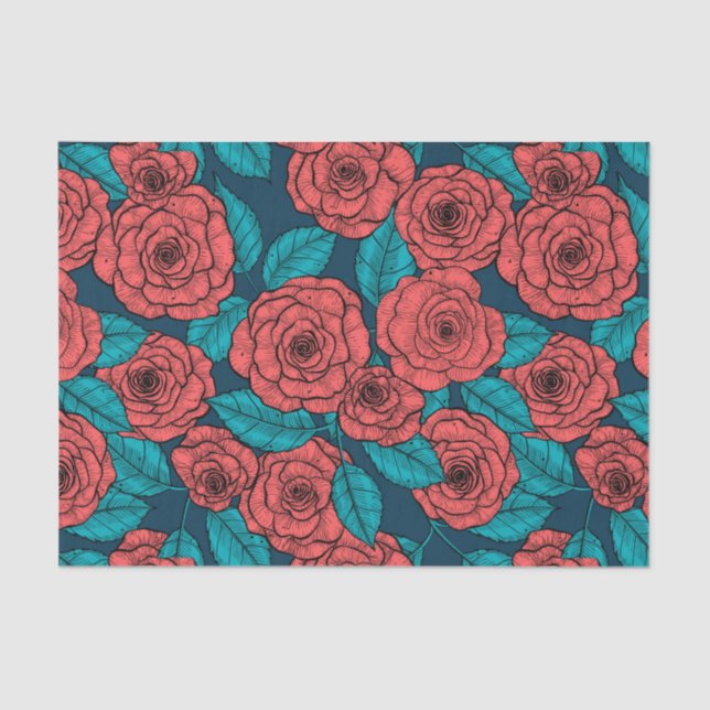 Papel tissue da rosa vermelha (Frente )