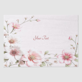 Papel Tissue Floral Rosa Branco Elegante