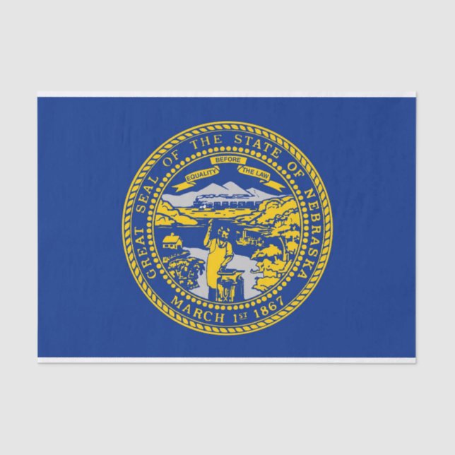Papel tissue Patriótico com bandeira de Nebraska,  (Frente )