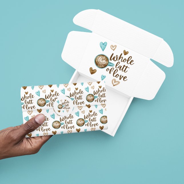 Papel Toalhete de Amor de Café Completo  (Celebrate a latte lover with this, "Whole latt of love" tissue paper! Matching collection available!)