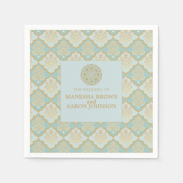 Papel TURQUESA INDIANA - Guardanapo de Cocktail de Casam (Frente)