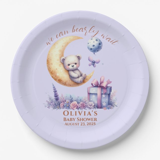 Papel Urso de Pelúcia Mal Podemos Esperar  Prato de Pape (Frente)
