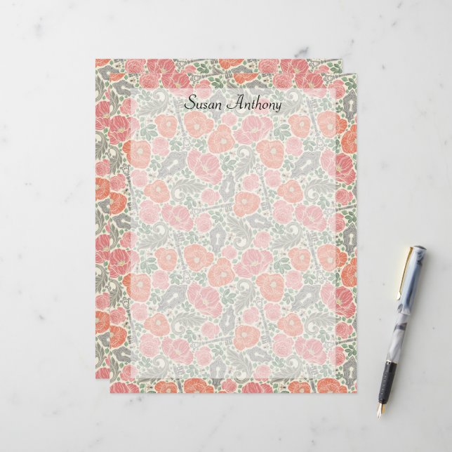 Papel Vermelho de Papoula com Chave Antiga de Cade (Frente/Verso In Situ)