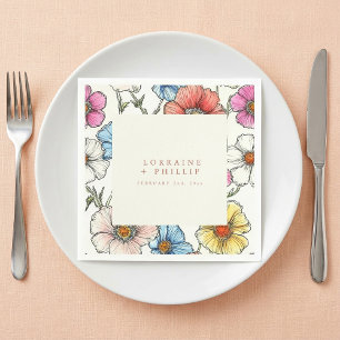Papel Vibrante guardanapo de casamento de flores silvest