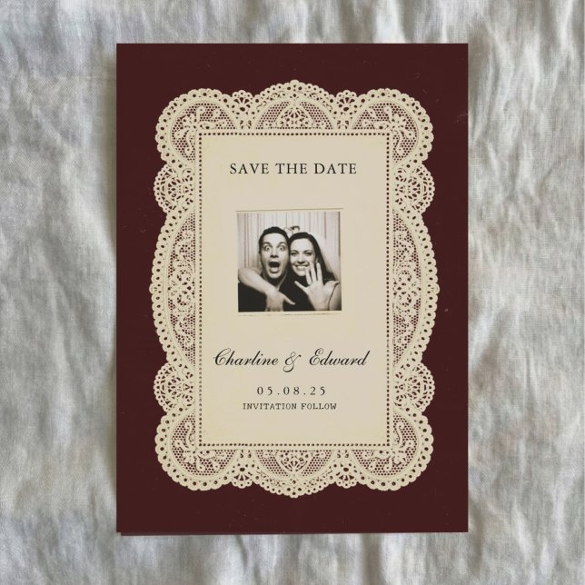 Papel Vinho de Noiva Antigo Save the Date (Criador carregado)