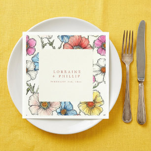 Papel Vintage flores silvestres guardanapo de casamento