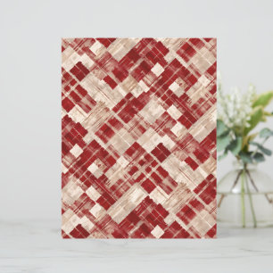 Papel Xadrez com Pinceladas Abstratas Vermelhas e 