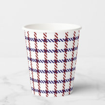 Papel Xadrez Rústico Vermelho, Branco e Azul da Ca