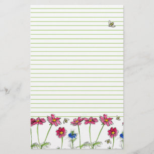 Papelaria A aguarela das abelhas floresce o verde