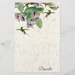 Papelaria A orquídea do pássaro do colibri floresce artigo