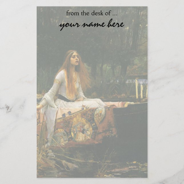 Papelaria A senhora de Shalott no barco pelo Waterhouse de (Frente)