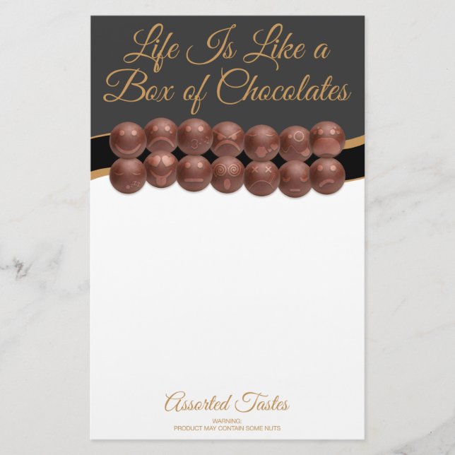 Papelaria A Vida é Como uma Caixa de Chocolates (Frente)