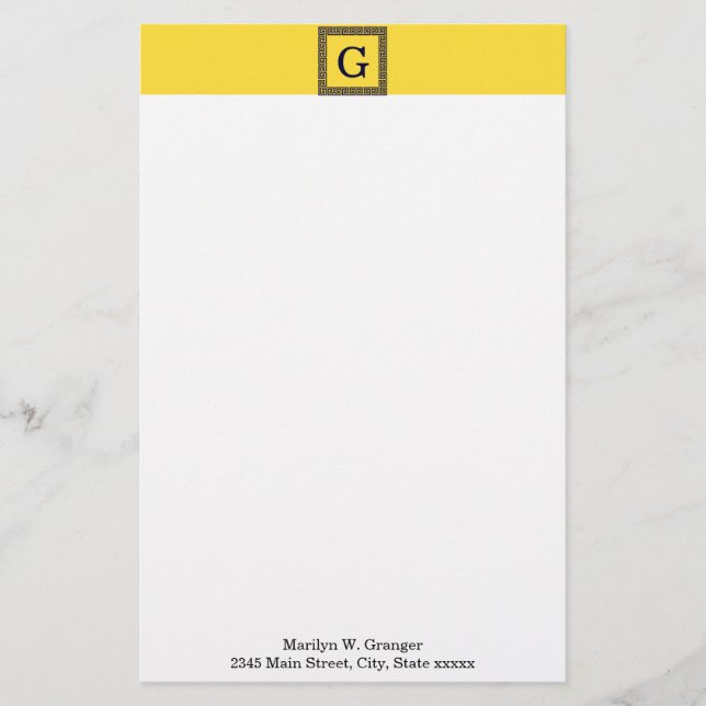 Papelaria Abacaxi, Marinho Chave Grego Azul nº 1 Monograma e (Frente)