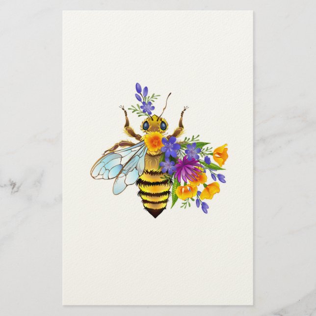 Papelaria Abeja flor com plantas silvestres (Frente)