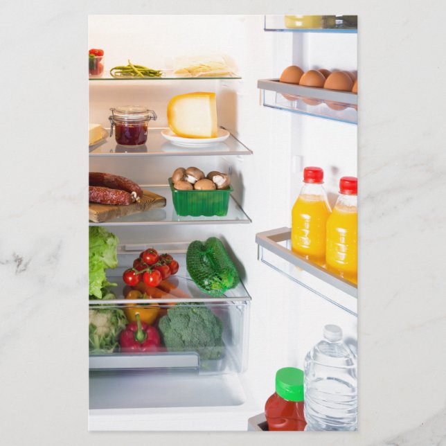 Papelaria Abrir o frigorífico cheio de comida (Frente)